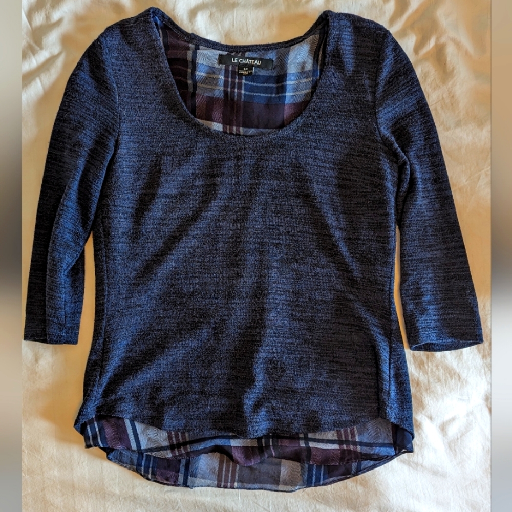 Sweater with plaid detail